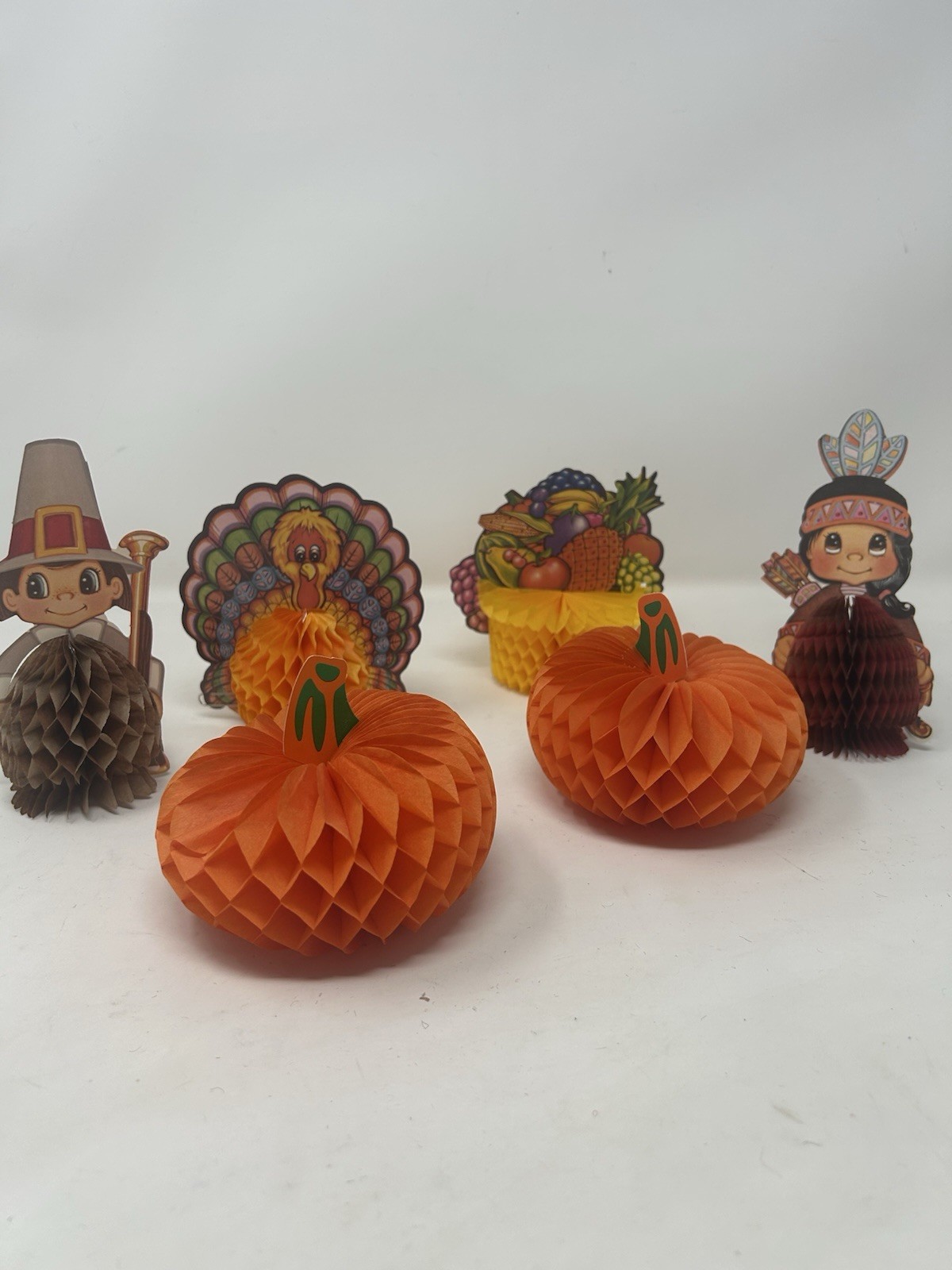 Lot of 6 Vintage Thanksgiving Crepe Honeycomb 1986 Beistle Die Cut Decorations Lot of 6 Vintage Thanksgiving Crepe Honeycomb 1986 Beistle Die Cut Decorations