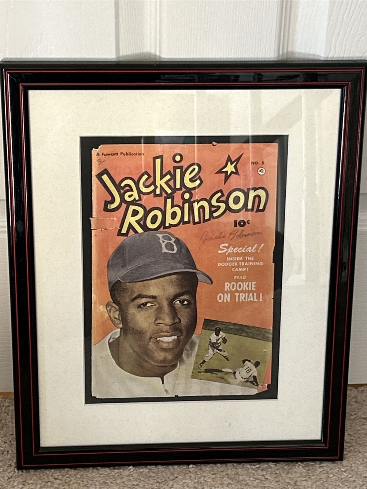 1950 Jackie Robinson Hero Rookie On Trial #5 Fawcett Comic Mag Cover Autographed