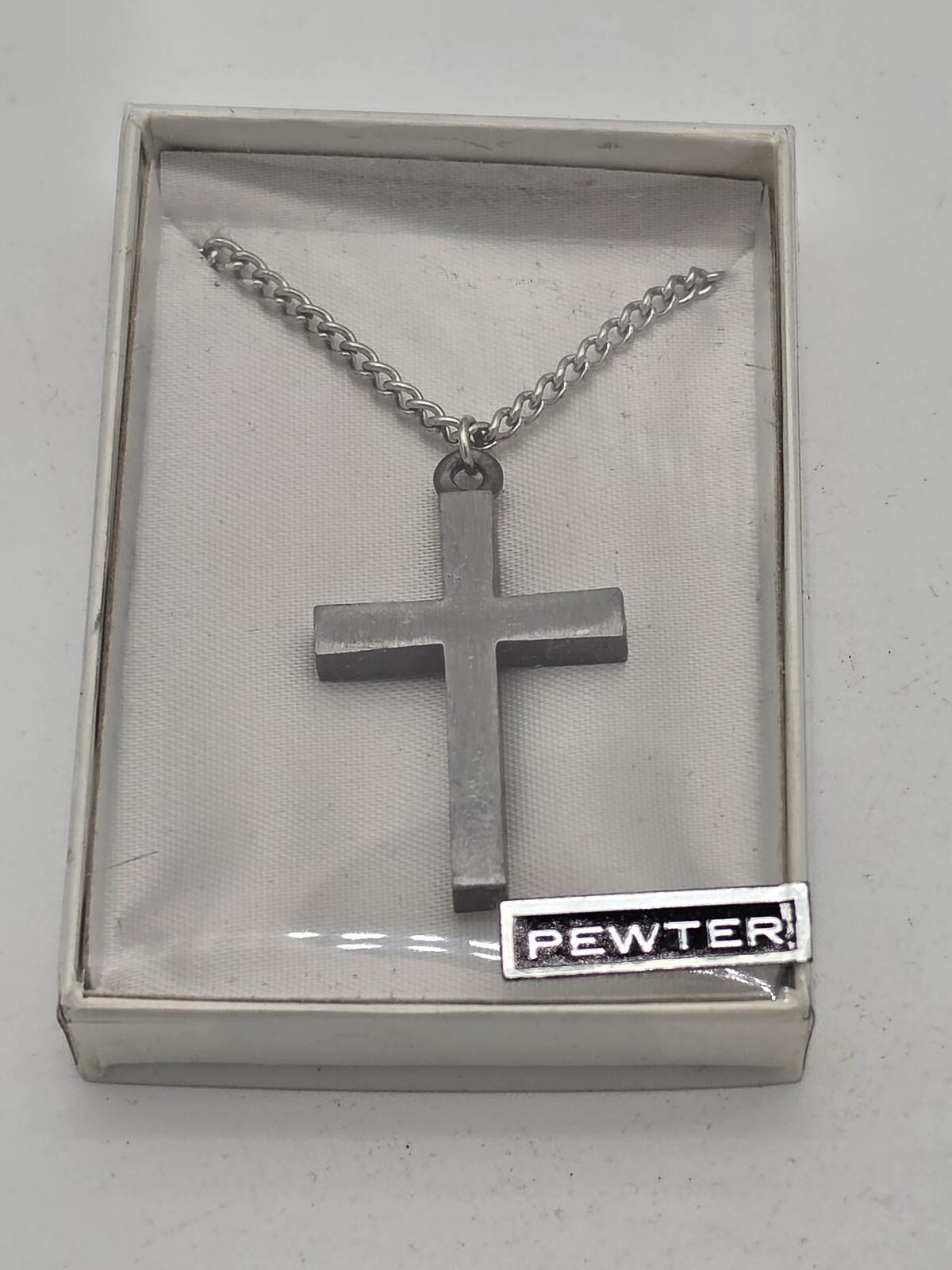 NOS Vintage Pewter Cross Necklace 22 NOS Vintage Pewter Cross Necklace 22