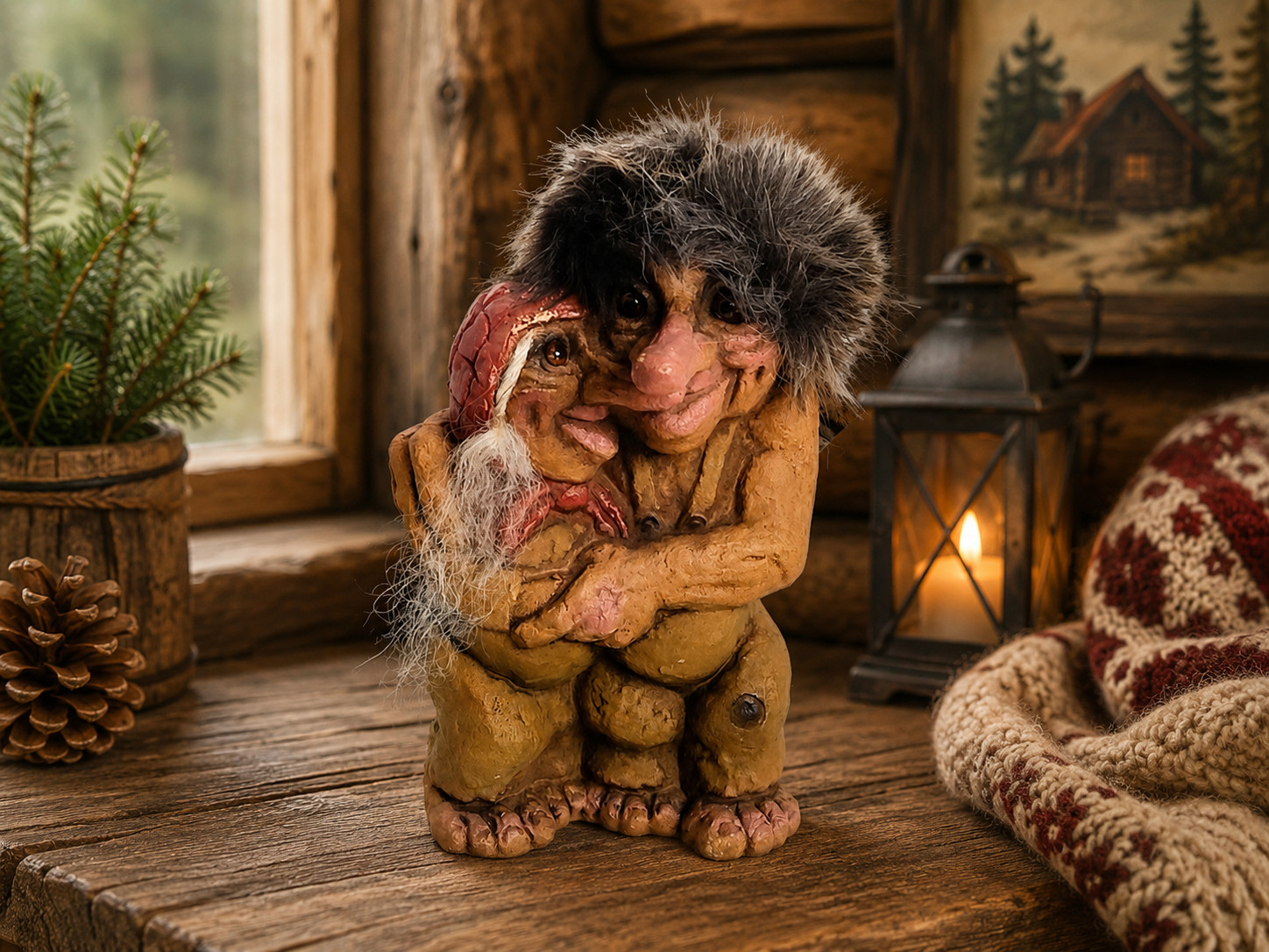 Vintage Troll Norwegian NyForm Couple #126 - Happy Hugging Couple - Scandinavian Vintage Troll Norwegian NyForm Couple #126 - Happy Hugging Couple - Scandinavian
