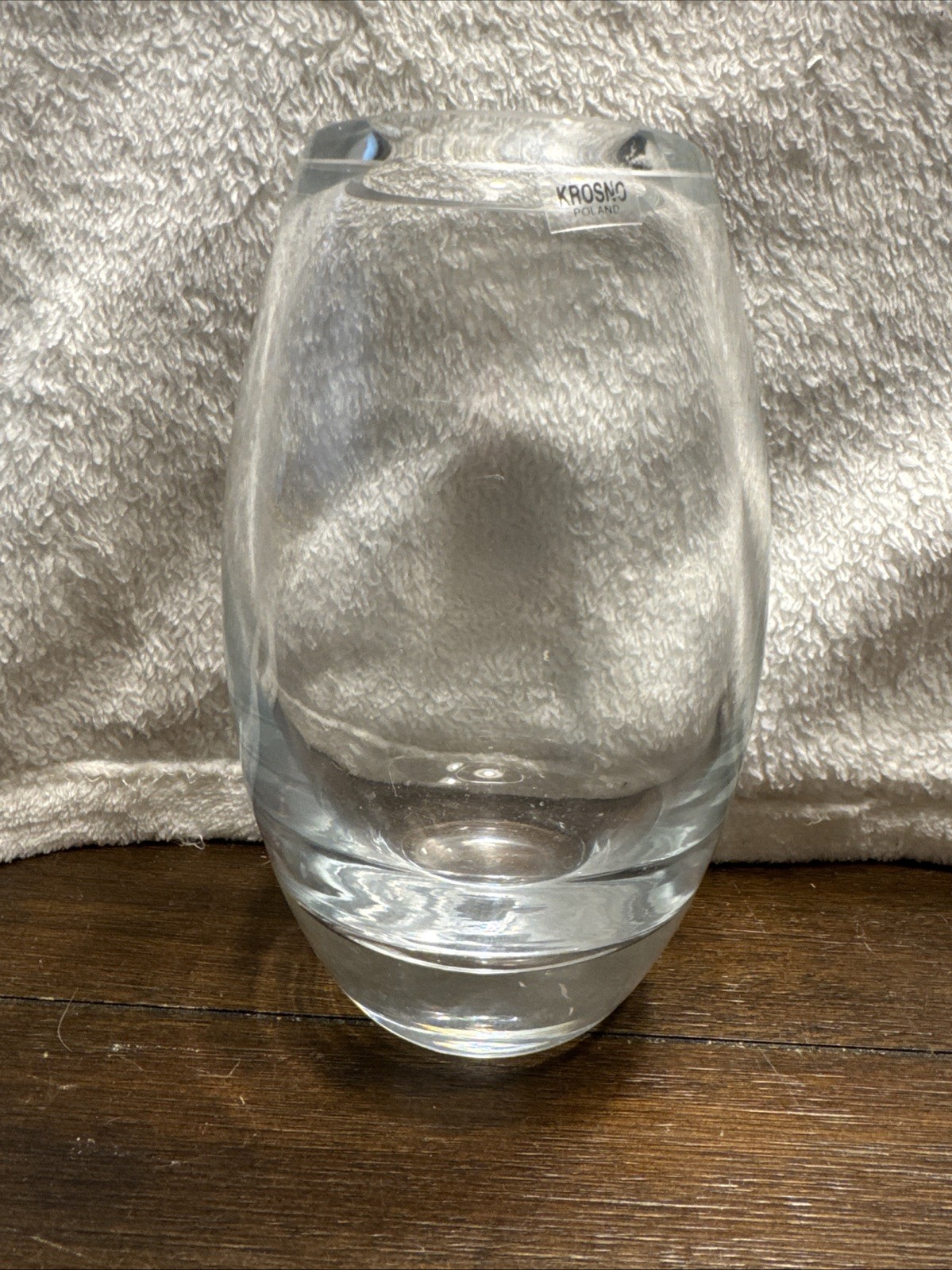 Krosno Poland 7 Inch Vase Barrel-shaped Silhouette With Thick Weighted Base Nice Krosno Poland 7 Inch Vase Barrel-shaped Silhouette With Thick Weighted Base Nice