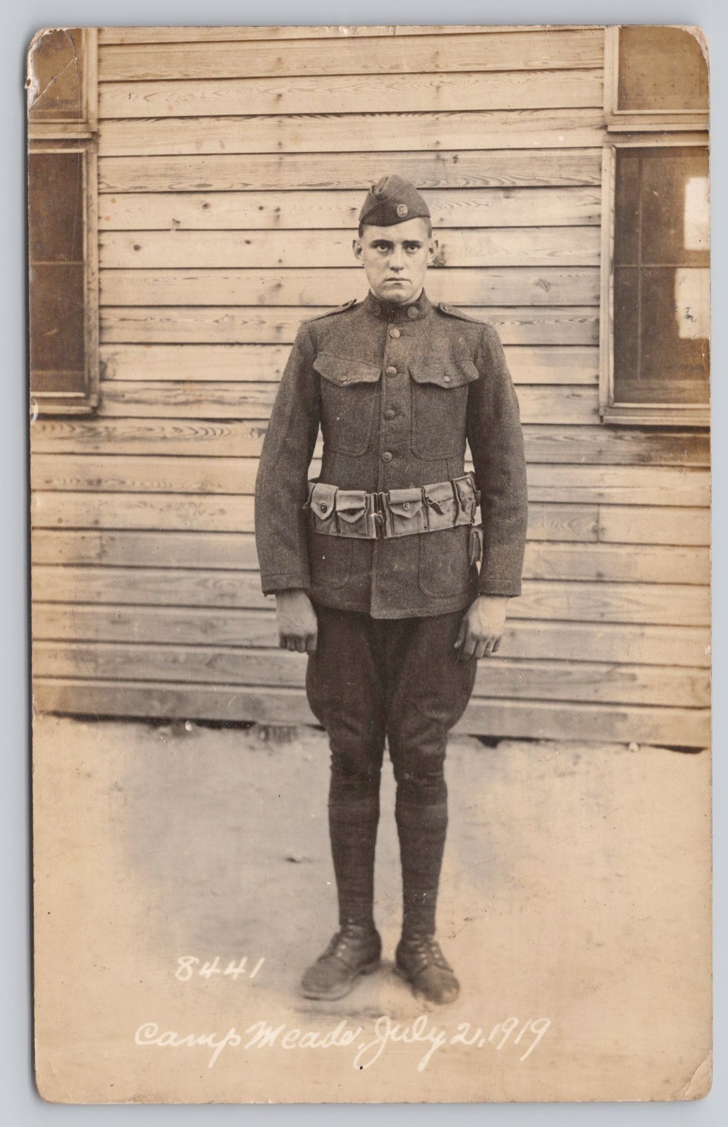 World War I Soldier Camp Meade Maryland 1919 Uniform RPPC Real Photo Postcard