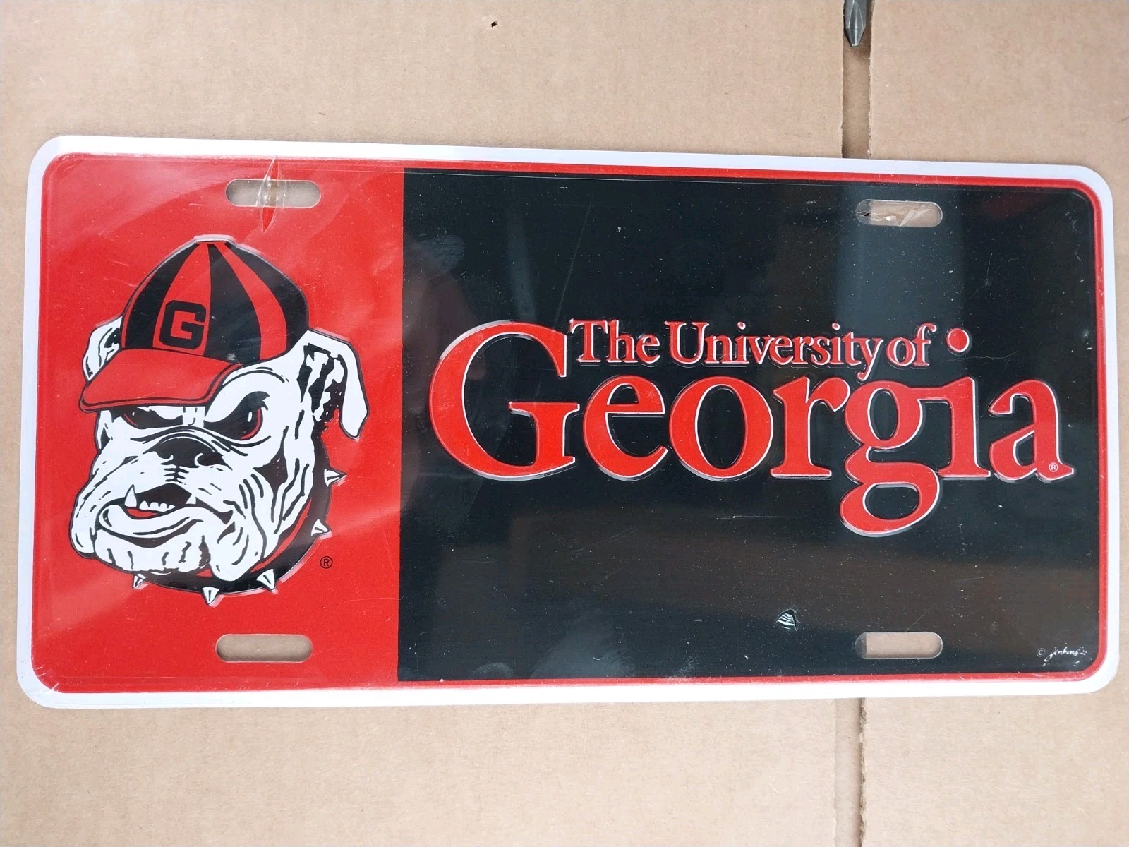 Vintage Georgia Bulldog Booster License Plate UGA Gameday Script Old Logo NOS Vintage Georgia Bulldog Booster License Plate UGA Gameday Script Old Logo NOS