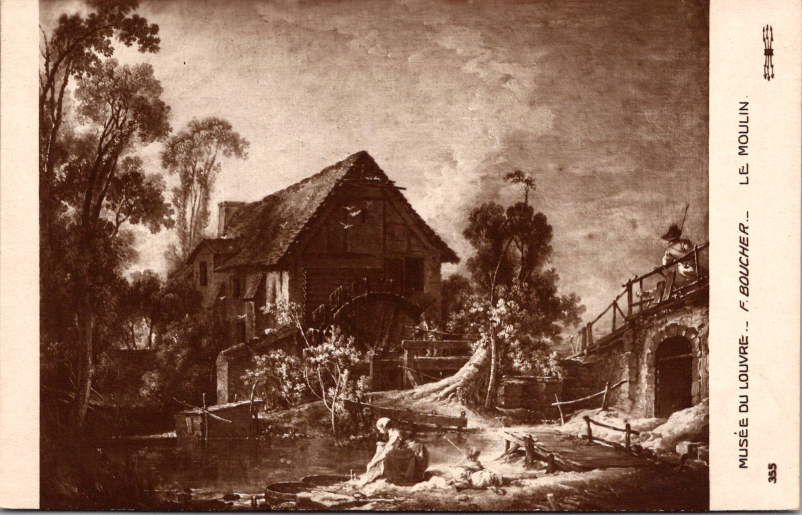 Musée du Louvre F. Boucher Le Moulin Vintage Postcard 4P23-23 Musée du Louvre F. Boucher Le Moulin Vintage Postcard 4P23-23