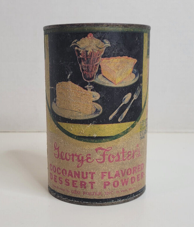 Antique Vintage George Foster s Cocoanut Dessert Powder Tin
