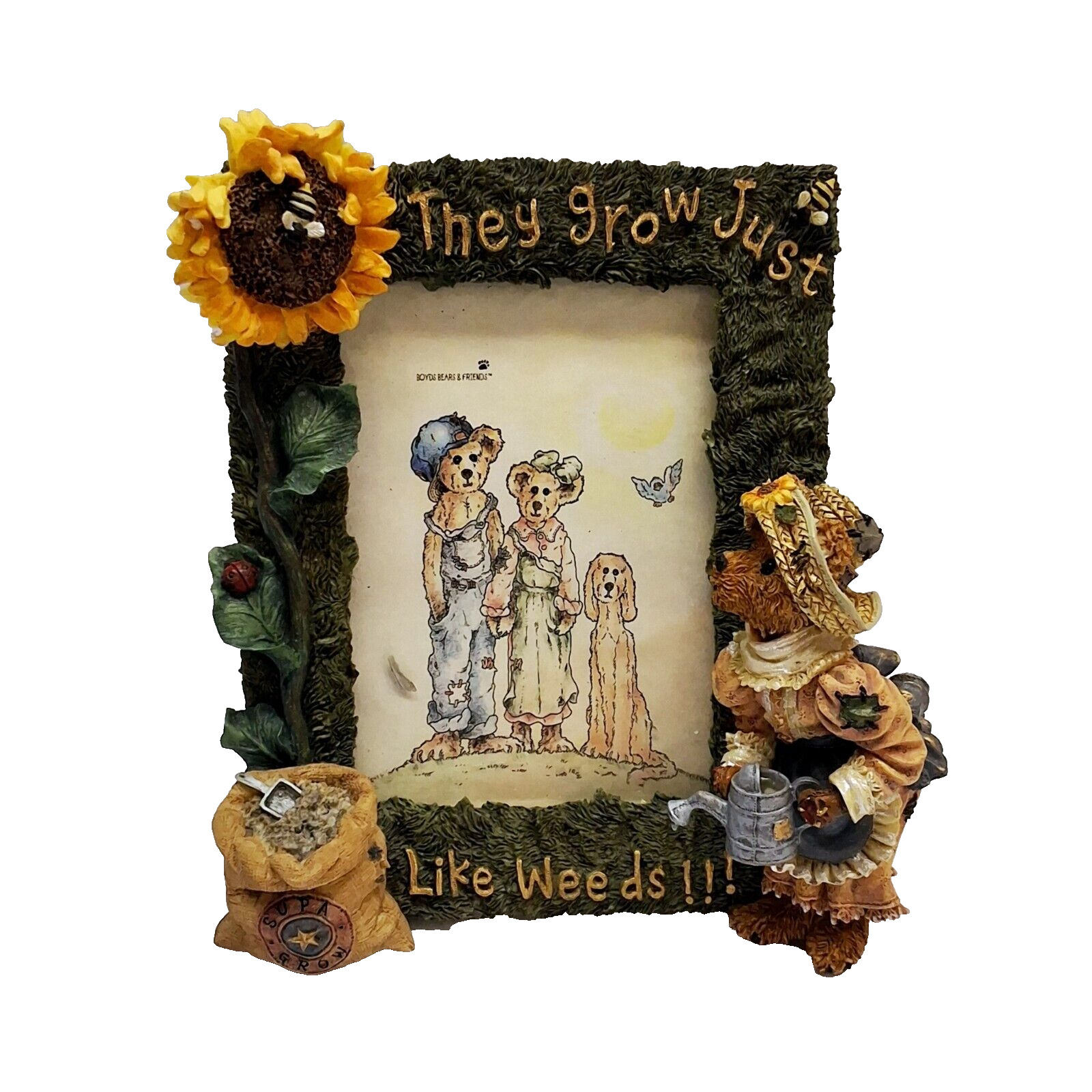 Vintage 1996 Boyd\'s Bears How Does Your Garden Grow? Sunflower Picture Frame 7\