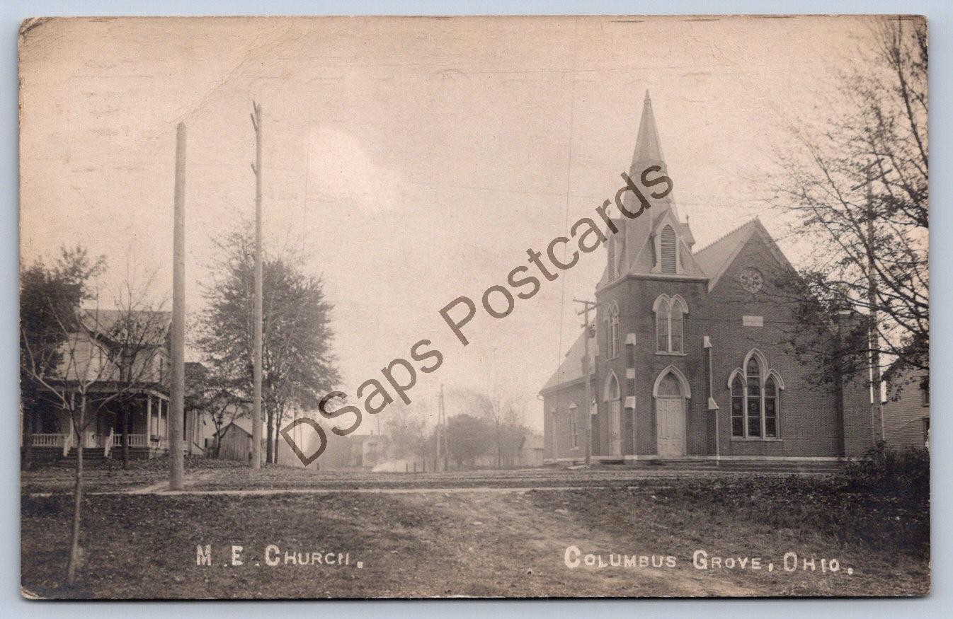K62/ Columbus Grove Ohio RPPC Postcard c1910 Ottawa M.E. Church 497