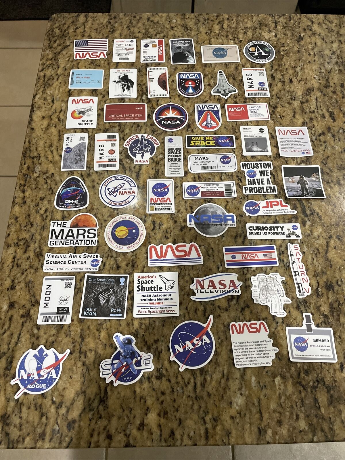 Huge Lot Of 50 Decals/Stickers NASA Space Mars