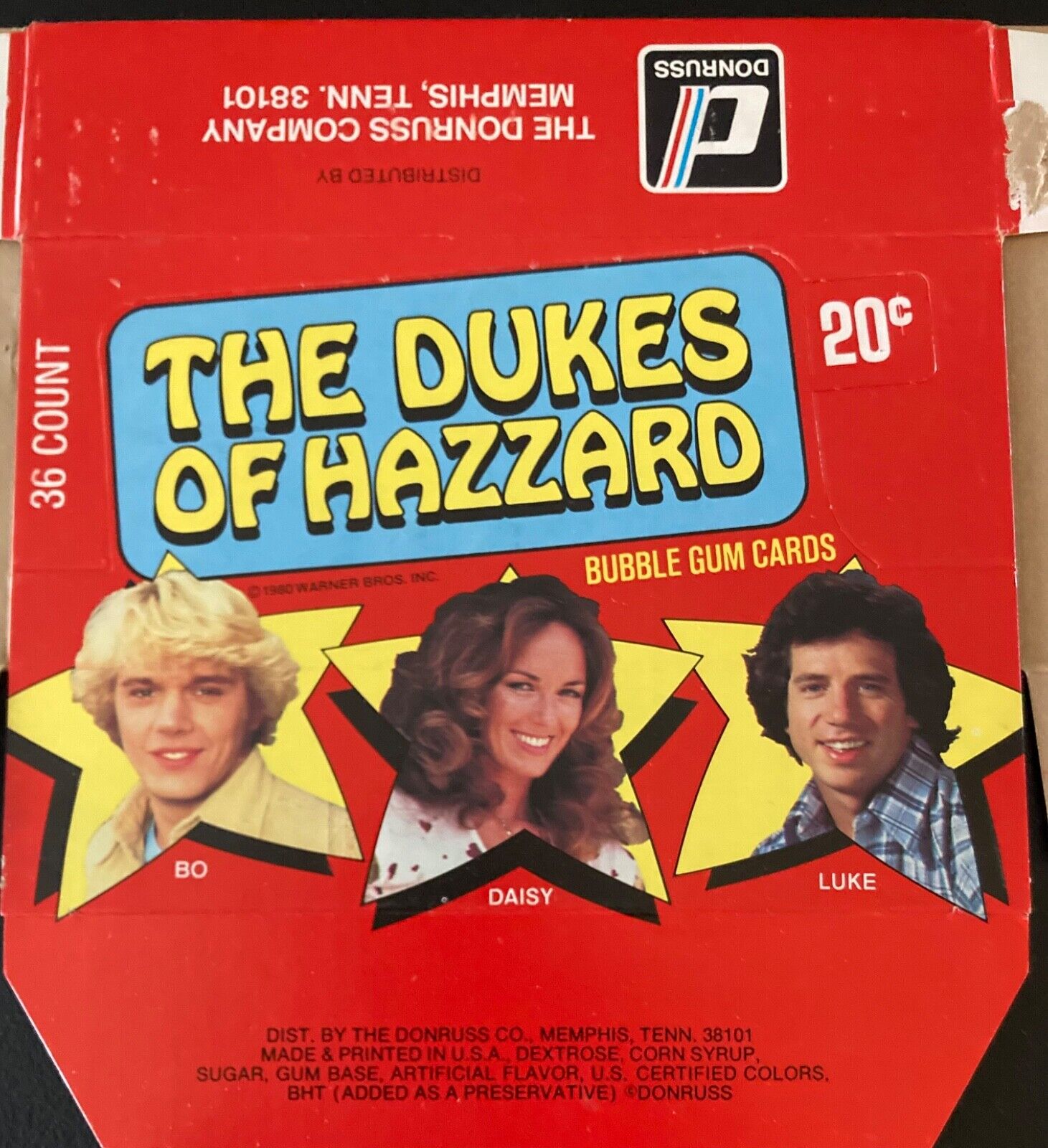 1981 Donruss Dukes of Hazzard Trading Card Box Flat with Wrappers