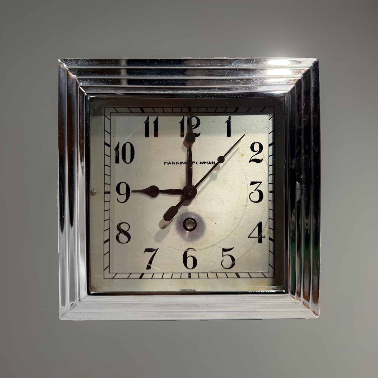 Rare Antique Manning Bowman Art Deco Machine Age Wall Clock Rare Antique Manning Bowman Art Deco Machine Age Wall Clock