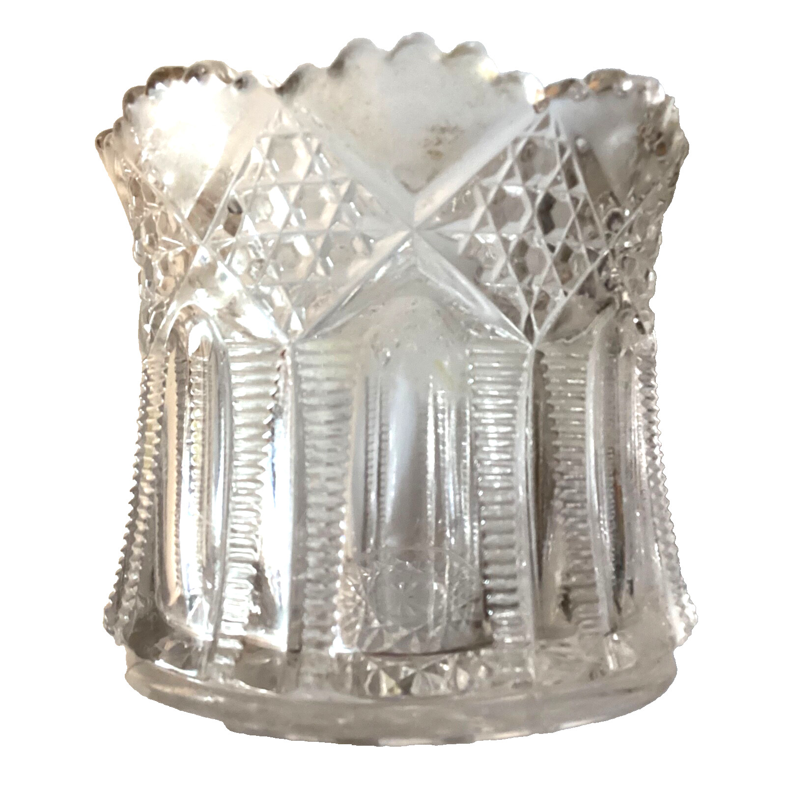 EAPG TARENTUM CRYSTAL GLASS LADDERS & DIAMONDS TOOTHPICK HOLDER/SUGAR BOWL EAPG TARENTUM CRYSTAL GLASS LADDERS & DIAMONDS TOOTHPICK HOLDER/SUGAR BOWL