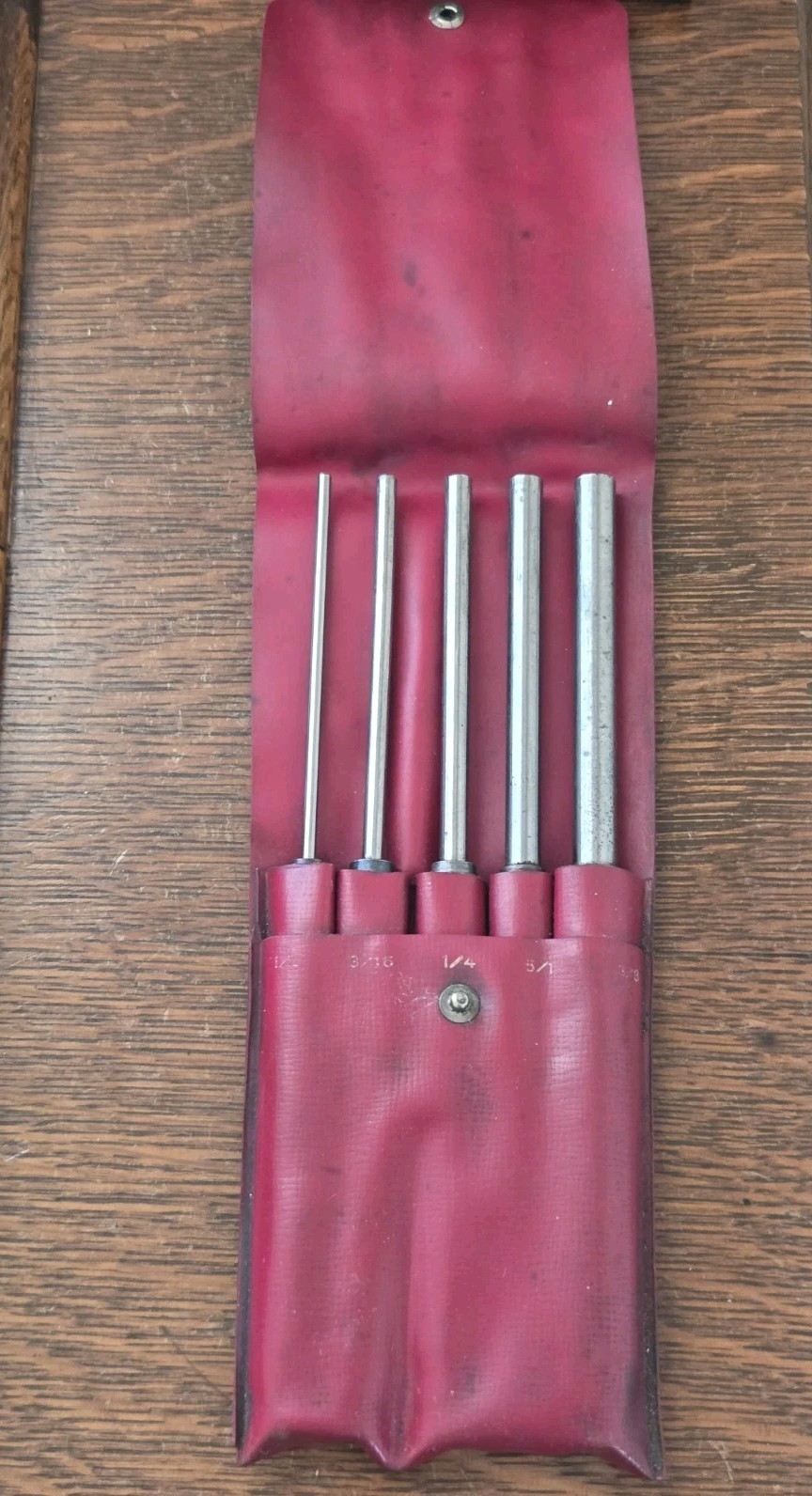 (5) Lufkin Rule No. 172-S Steel Drive Pin Punches w/Pouch Machinist Tools USA