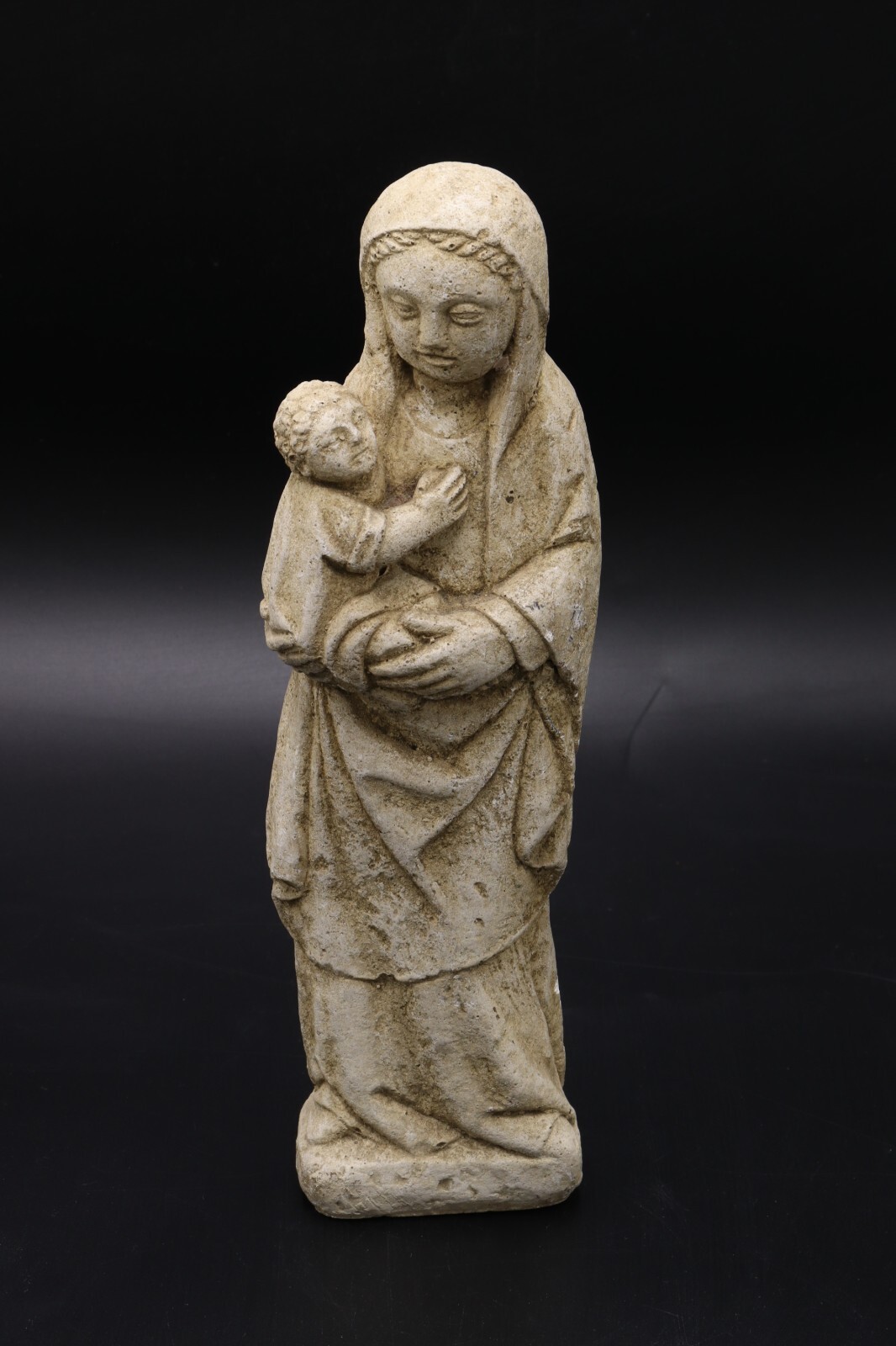 Large Gothic Style Madonna & Child Stone Statue - French 13th Century Style 27cm