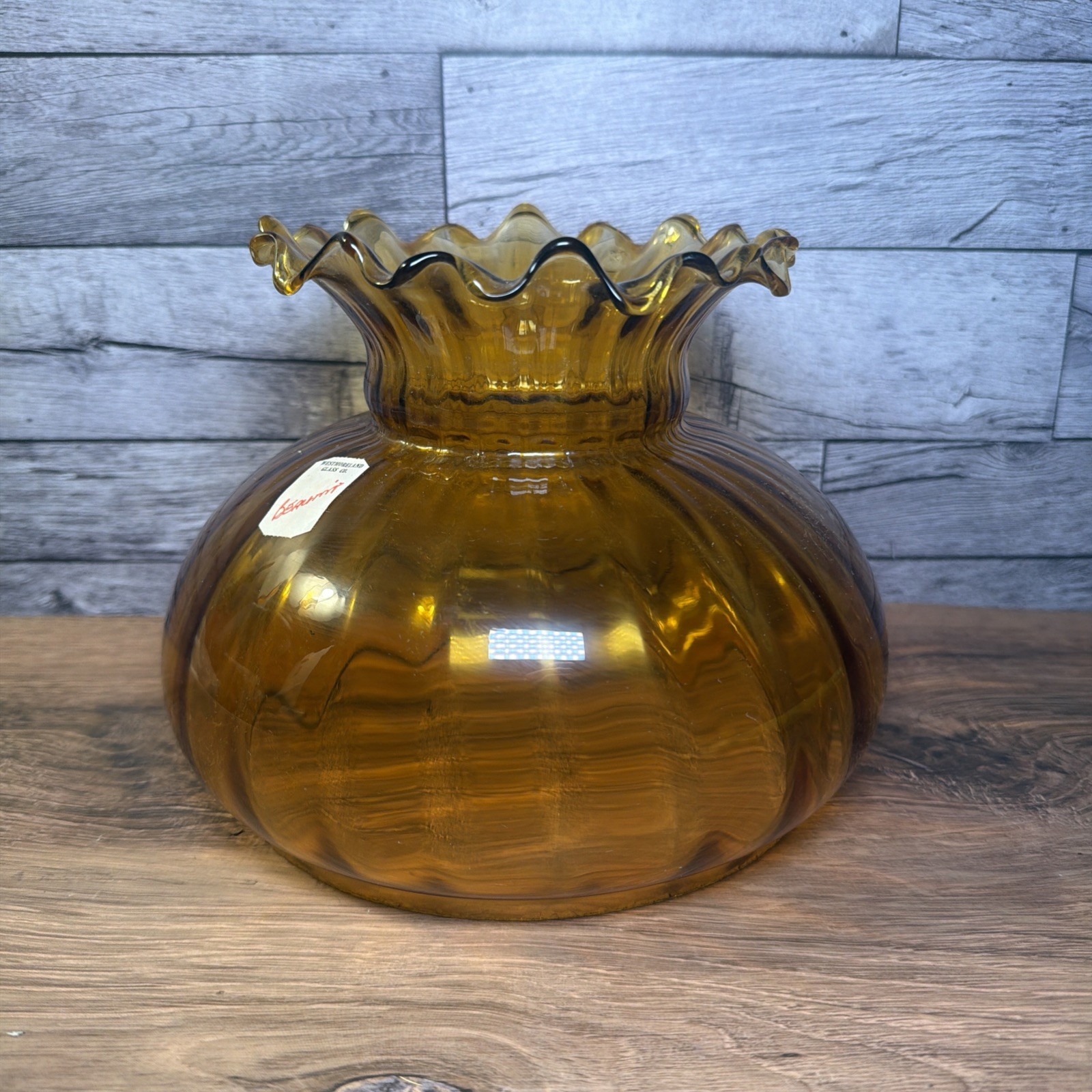 Vintage Westmoreland Amber Glass Beaumont Hurricane Lamp Shade 6.5” Fitter Rim Vintage Westmoreland Amber Glass Beaumont Hurricane Lamp Shade 6.5” Fitter Rim