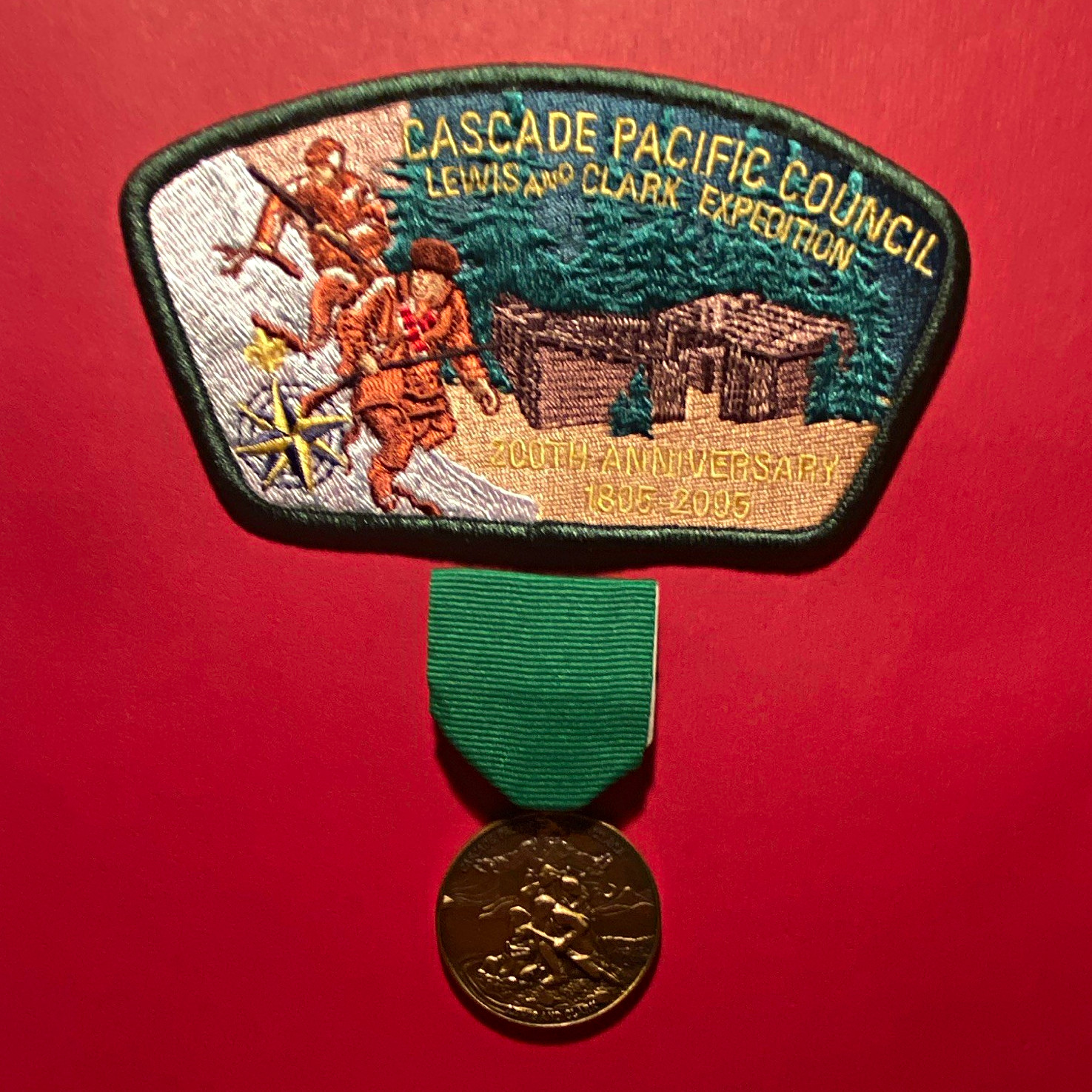 Boy Scouts Cascade Pacific Council Lewis & Clark 1805-2005 Patch w/ Ribbon Medal Boy Scouts Cascade Pacific Council Lewis & Clark 1805-2005 Patch w/ Ribbon Medal