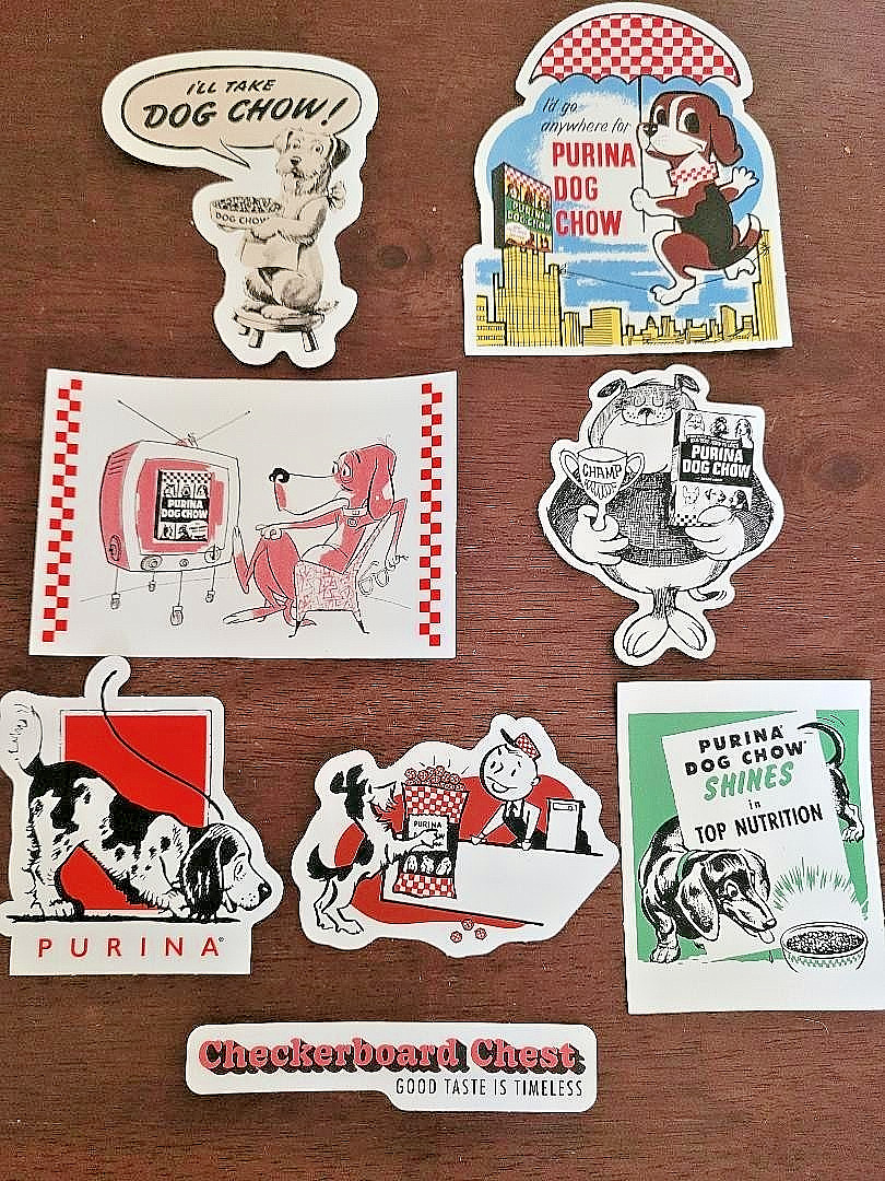 Purina Dog Chow Vintage-Style Dog Stickers, Multicolor, Lot of 8 Purina Dog Chow Vintage-Style Dog Stickers, Multicolor, Lot of 8