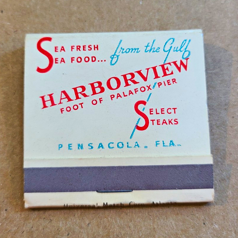 Harborview Restaurant Full Unstruck Matchbook Pensacola, Florida
