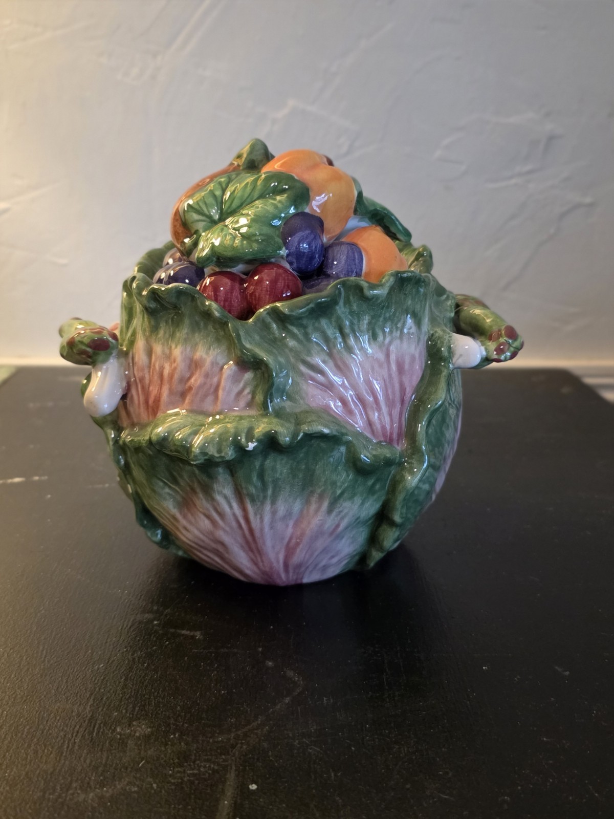 Vintage 1996 Fitz and Floyd Gardening Gourmet Cabbage Canister Jar Fruit Lid