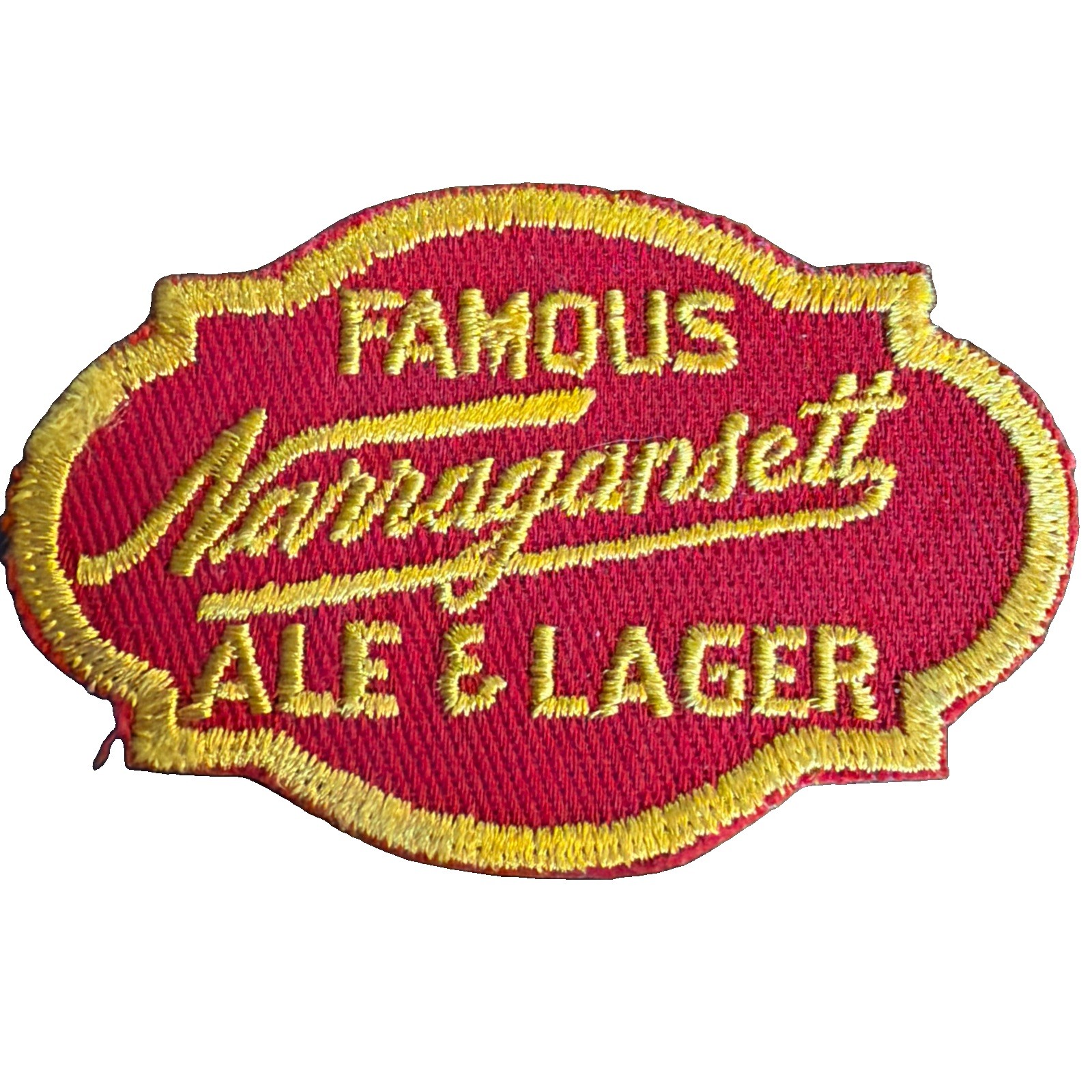 Vintage 1960s Famous Narragansett Ale & Lager Beer Patch 2”x3” Red & Gold Vintage 1960s Famous Narragansett Ale & Lager Beer Patch 2”x3” Red & Gold