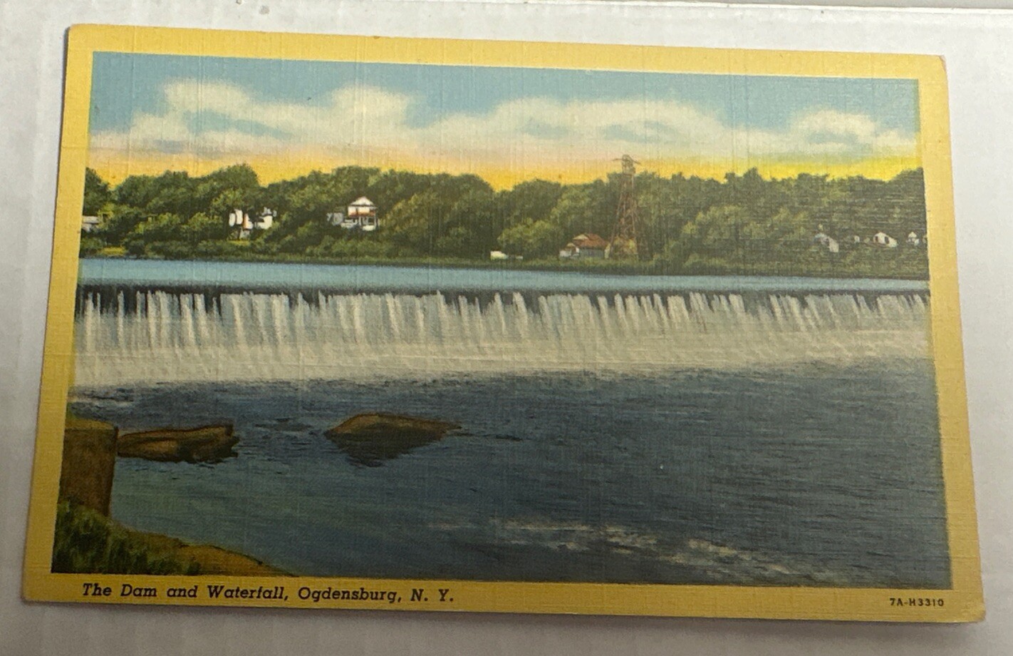 Vintage Linen Postcard The Waterfall at Ogdensburgh NY Unposted Vintage Linen Postcard The Waterfall at Ogdensburgh NY Unposted