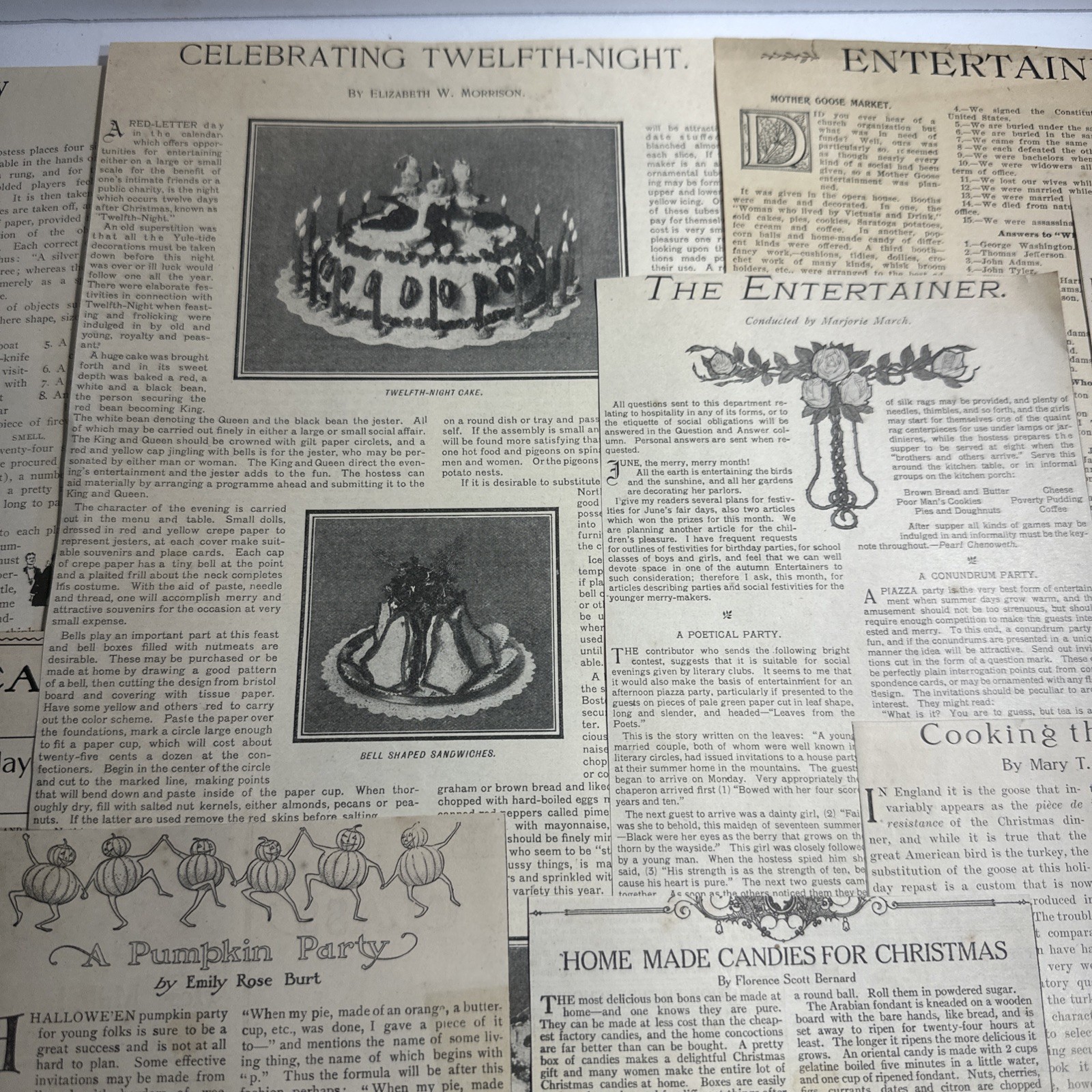 Antique Recipes Articles From Cerca 1905 Newspaper Ephemera Entertainment Recipe