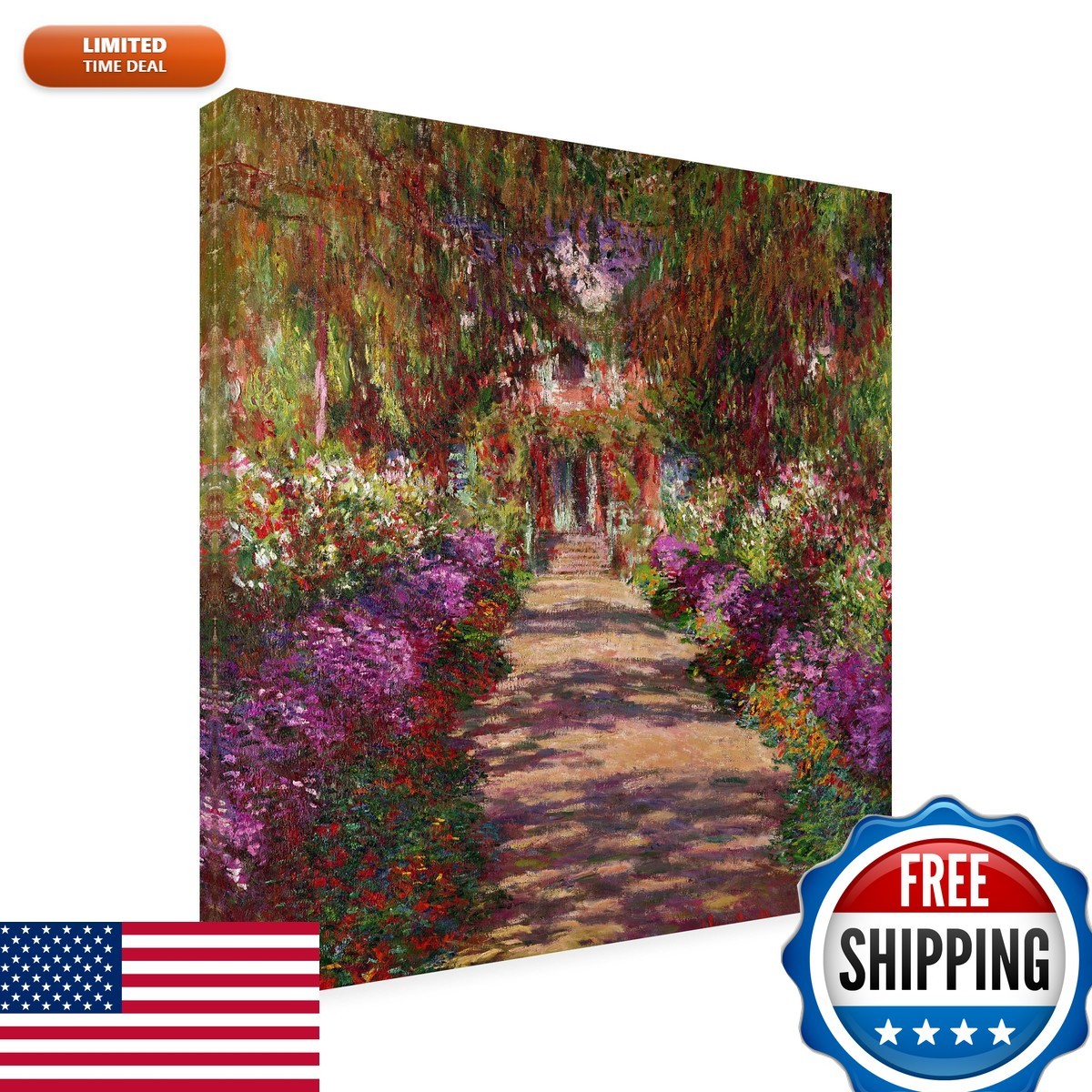 Trademark Fine Art Claude Monet \'A Pathway In Monet\'s Garden\' Canvas 18x18 Trademark Fine Art Claude Monet \'A Pathway In Monet\'s Garden\' Canvas 18x18