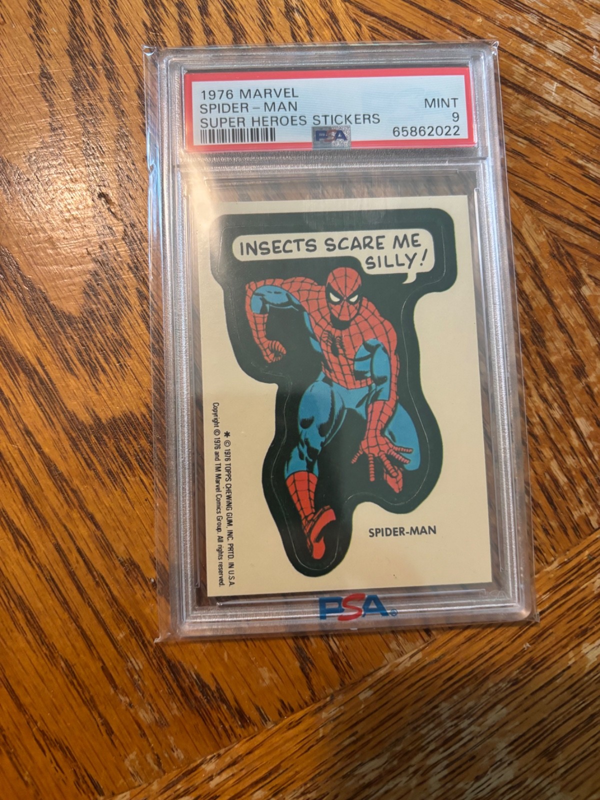 1976 Topps Marvel Super Heroes Stickers  Spider-Man PSA 9