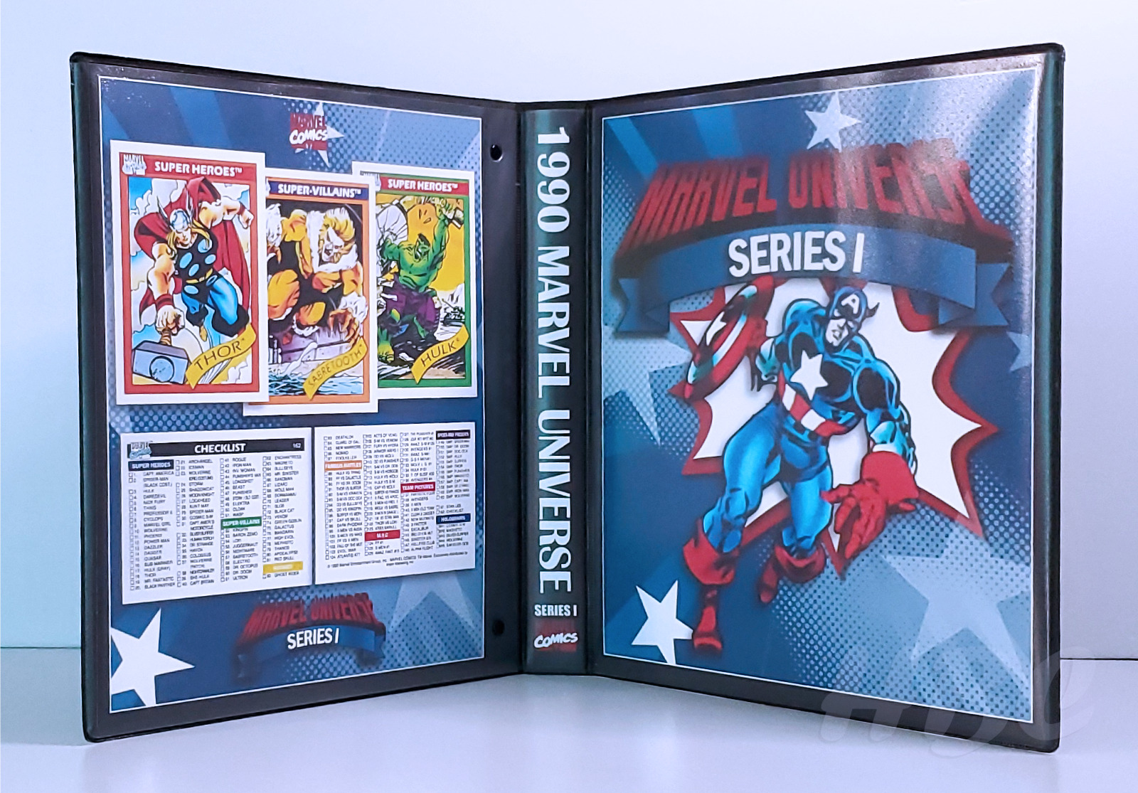 Custom Graphics 1990 MARVEL UNIVERSE SERIES 1 Trading Card Inserts with Binder