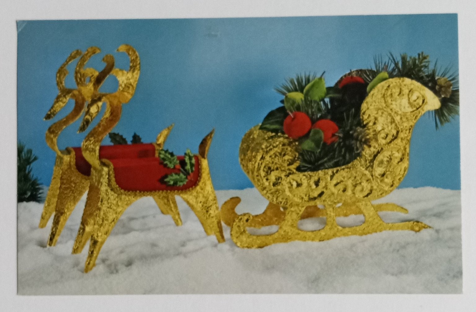 Vintage Golden Reindeer Sleigh Christmas Craft Kit Ad Postcard Des Moines IA Vintage Golden Reindeer Sleigh Christmas Craft Kit Ad Postcard Des Moines IA