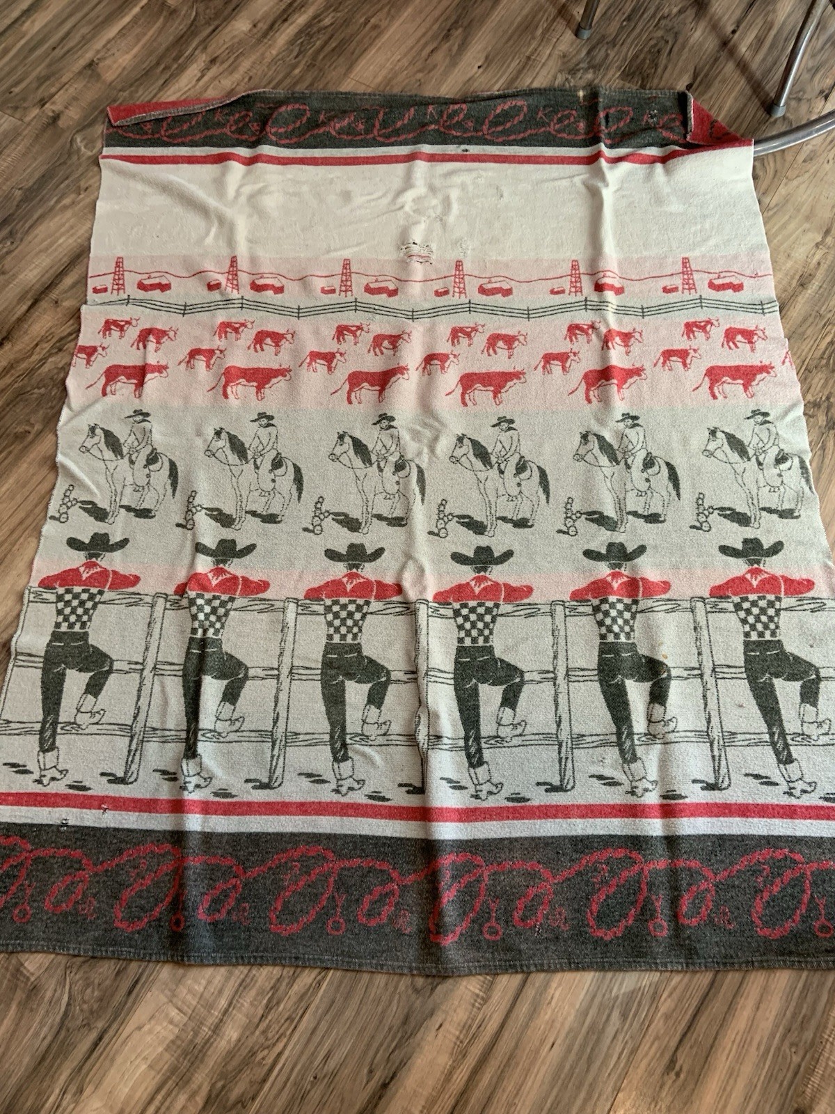 Vintage 1930s - 50’s Cowboy Cotton Camp Blanket Own A Piece Of Western America Vintage 1930s - 50’s Cowboy Cotton Camp Blanket Own A Piece Of Western America
