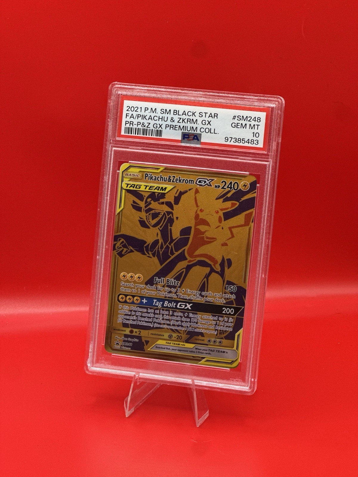 Pokémon 2021 SM Black Star Promo Pikachu & Zekrom Tag Team GX SM248 PSA 10