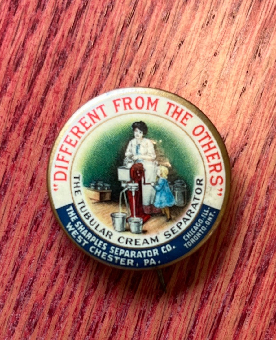 Early-1900s Sharples Cream Separator Co. Advertising Celluloid Pinback Button Early-1900s Sharples Cream Separator Co. Advertising Celluloid Pinback Button