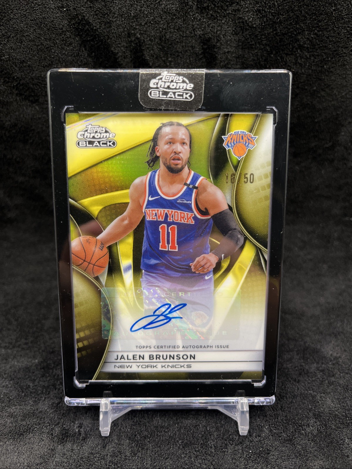 2025-26 Topps Chrome Black Jalen Brunson Knicks Auto AU-JB Encased Gold /50
