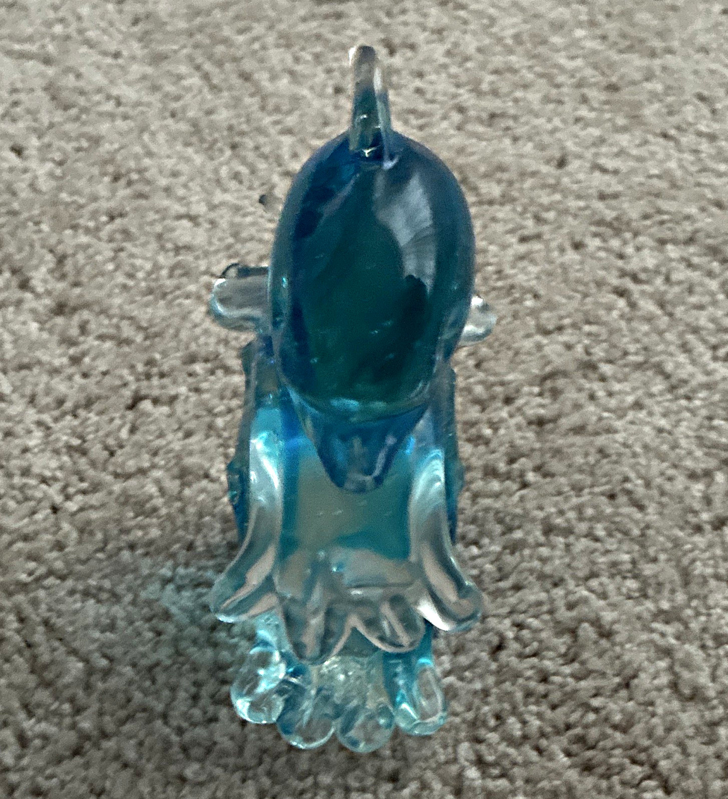 Blue Art Glass Dolphin Figurine Collectible Glass Animal Decor Sculpture
