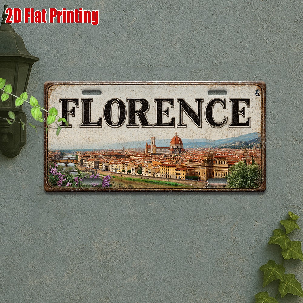Vintage Metal Sign Florence Aluminum License Plate 12x6 Inches Outdoor Decor Vintage Metal Sign Florence Aluminum License Plate 12x6 Inches Outdoor Decor