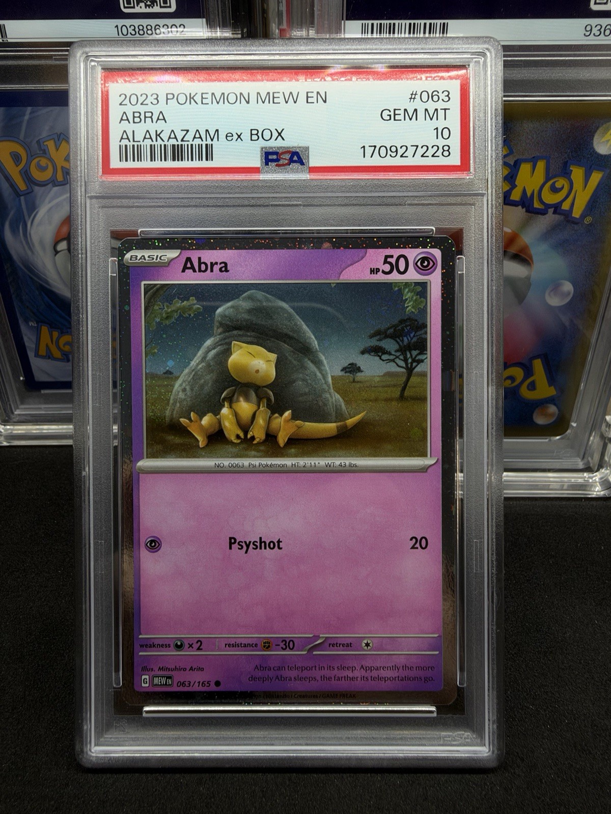 2023 Pokémon 151 Abra Cosmos Holo Alakazam Box Promo 063/165 PSA 10 Gem Mint 2023 Pokémon 151 Abra Cosmos Holo Alakazam Box Promo 063/165 PSA 10 Gem Mint
