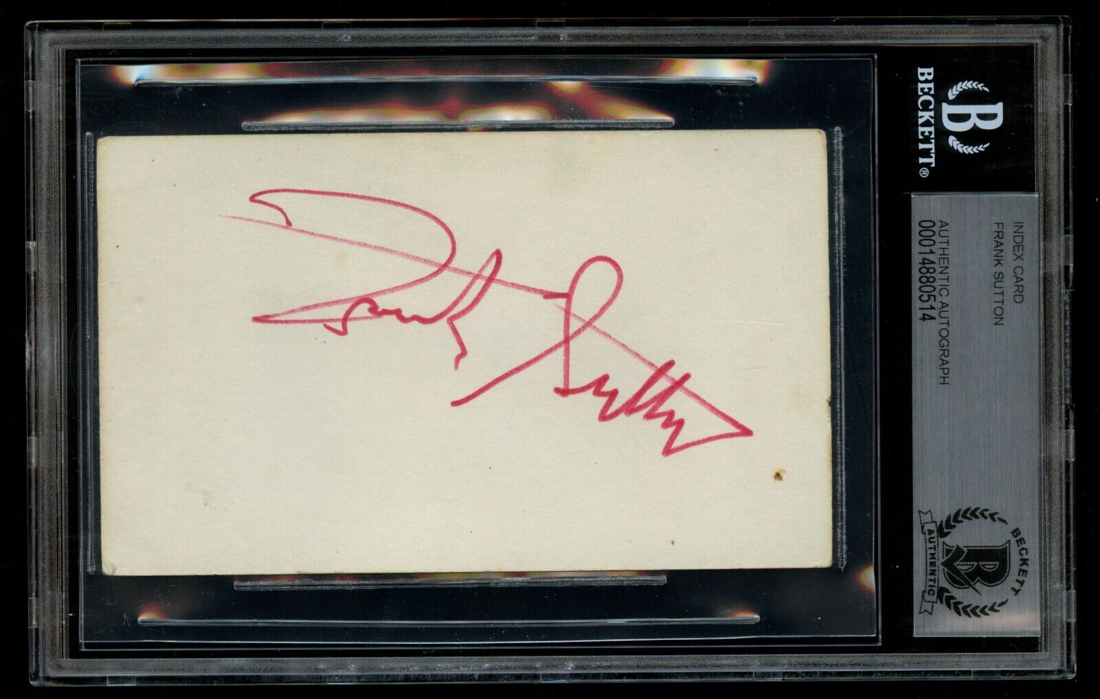 Frank Sutton d1974 signed autograph 3x5 card Vince Carter on Gomer Pyle USMC BAS