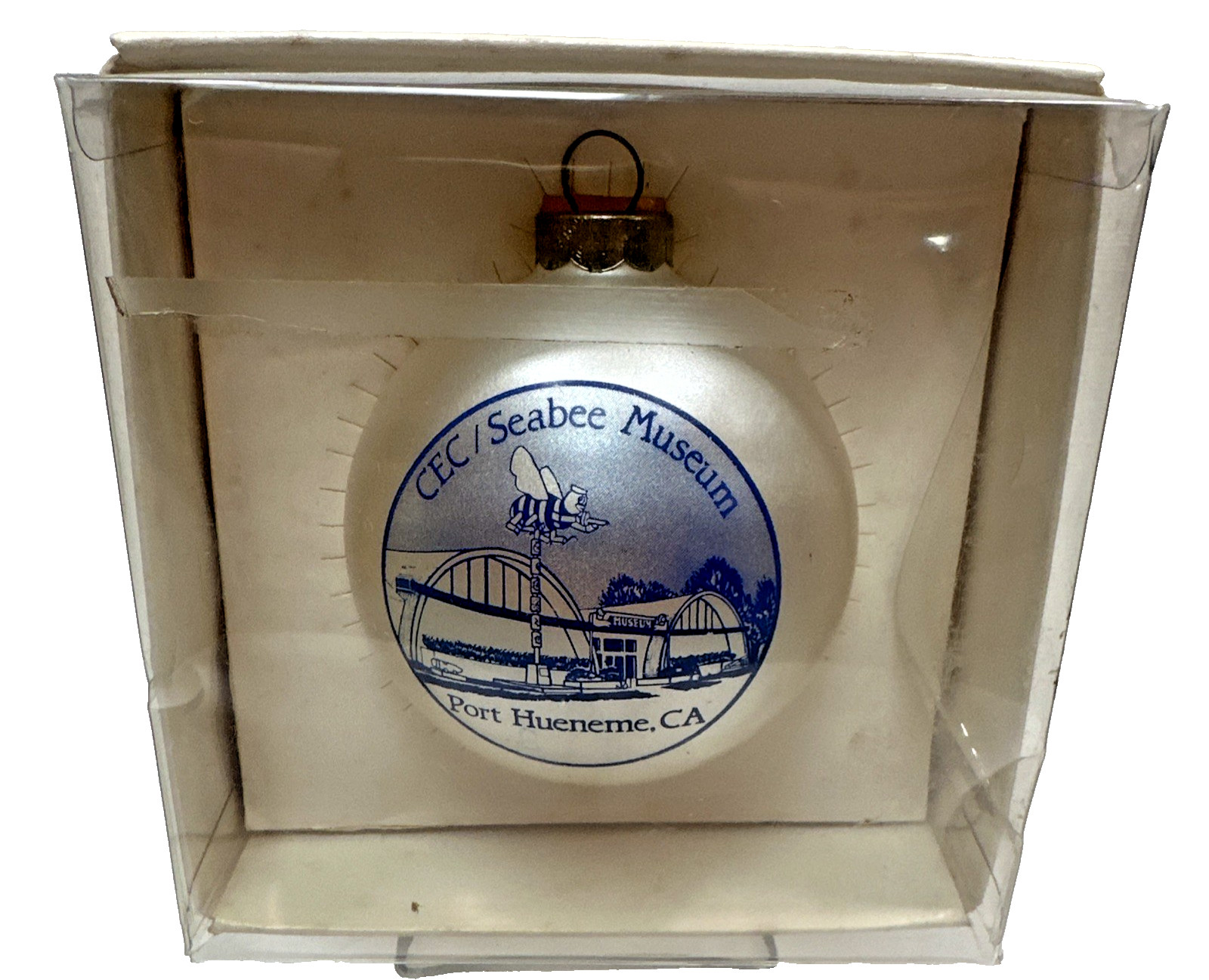 Vtg 1988 Toperscot CEC Seabee Museum Port Hueneme CA Glass Christmas Ornament 