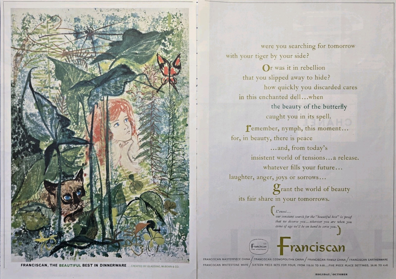 Franciscan Beautiful Best Dinnerware Poem Beauty Butterfly Vintage Print Ad 1960