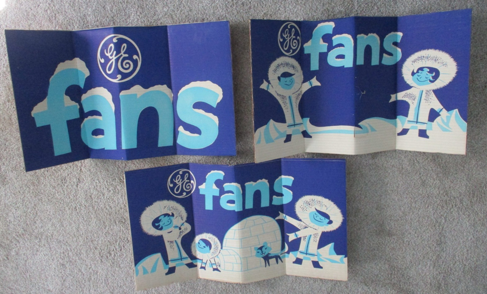 3 - General Electric GE Eskimo Fans Advertising Boards Store Display 17\