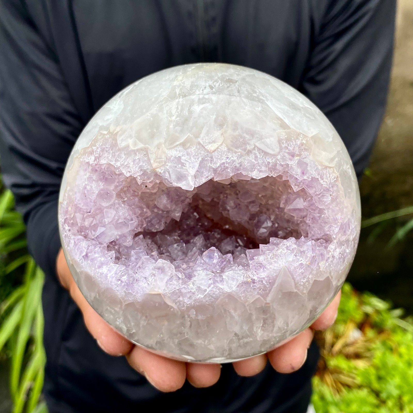 3.26LB Agate Open Smile Crystal Sphere Energy Healing Wealth Attraction Ornament