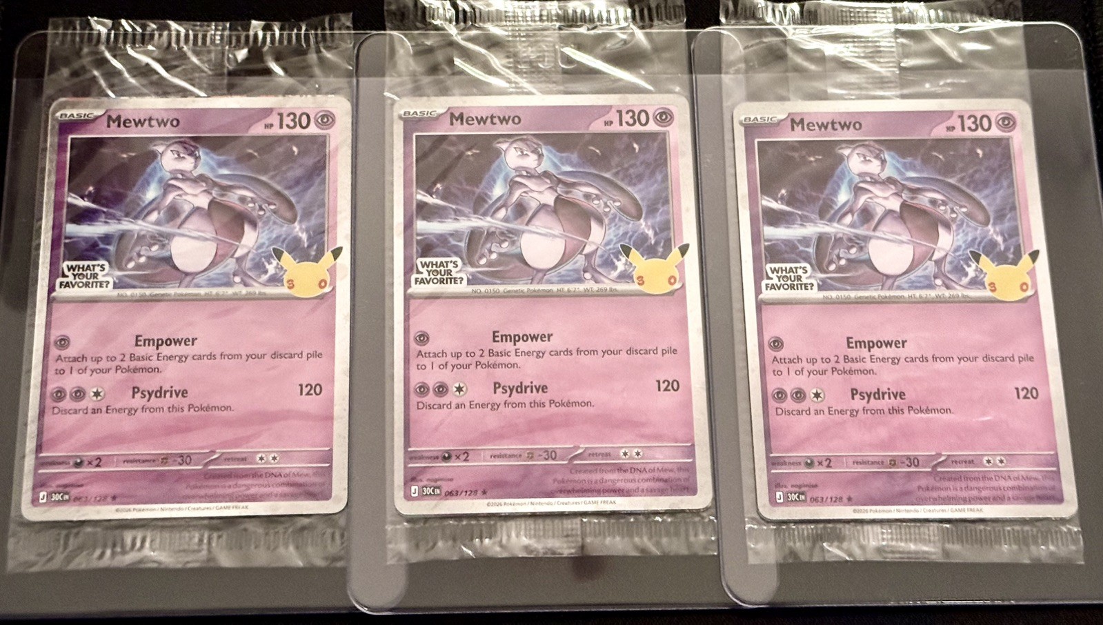 Pokemon Mewtwo promo card 063/128 Holo Classic lot of 3 Pokemon Mewtwo promo card 063/128 Holo Classic lot of 3