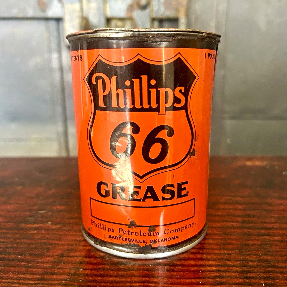 Phillips 66 Vintage Grease 1 lb Advertising Can Orange/Black Gas & Oil Phillips 66 Vintage Grease 1 lb Advertising Can Orange/Black Gas & Oil