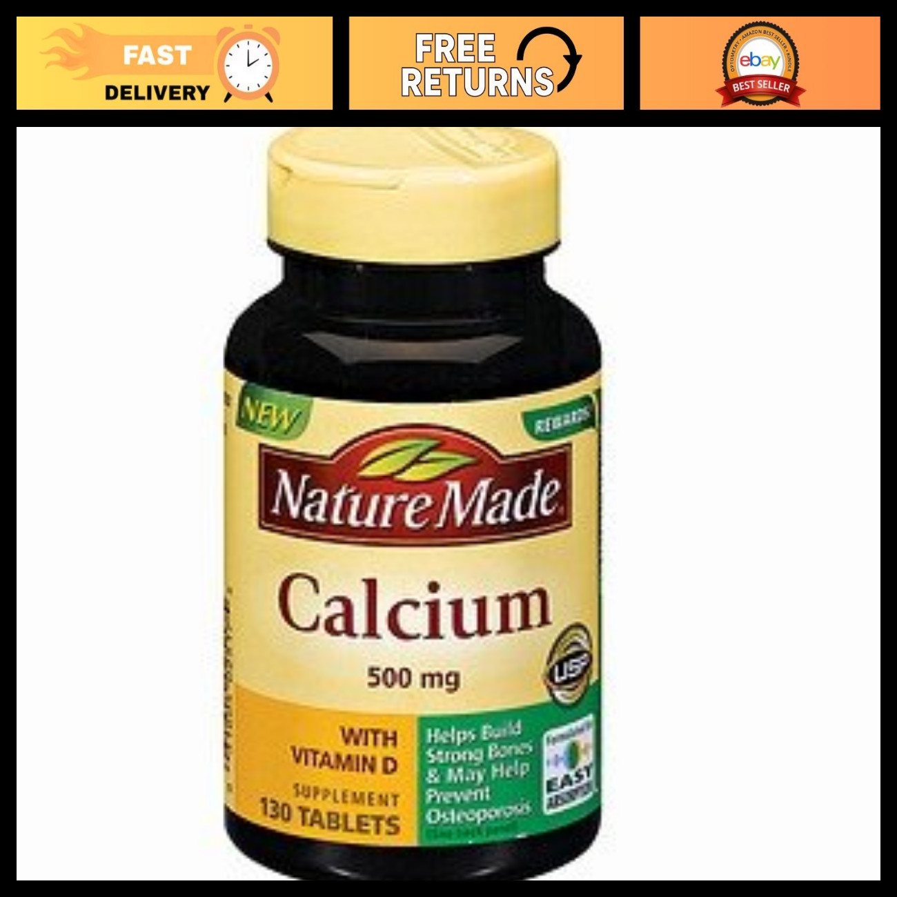 Nature Made Calcium, 500 mg, With Vitamin D, Tablets, 130 Count (Pack of 3) Nature Made Calcium, 500 mg, With Vitamin D, Tablets, 130 Count (Pack of 3)