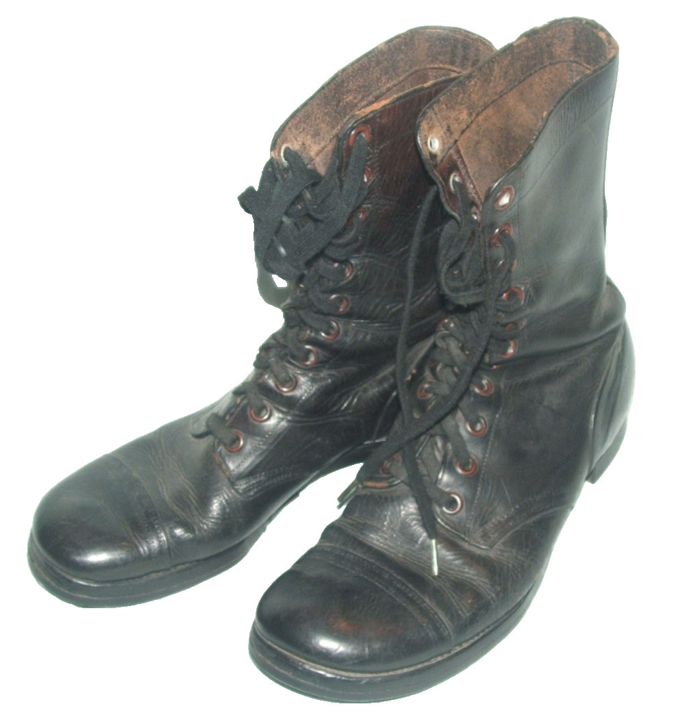 VTG 1950\'s KOREAN WAR ERA COMBAT MILITARY BOOTS BLACK BFG  Size 11 D