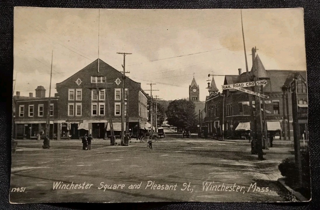 Vintage 1900s Winchester Square & Pleasant Steet Winchester, Mass Postcard Vintage 1900s Winchester Square & Pleasant Steet Winchester, Mass Postcard