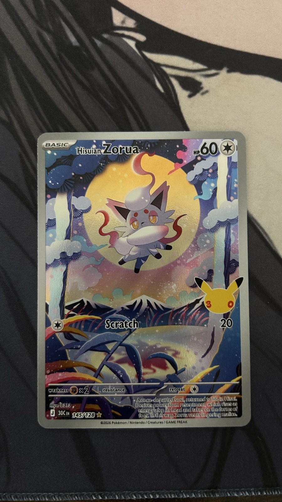 Hisuian Zorua 145/128 Illustration Rare IR Pokémon 30th Celebration 2026 Hisuian Zorua 145/128 Illustration Rare IR Pokémon 30th Celebration 2026