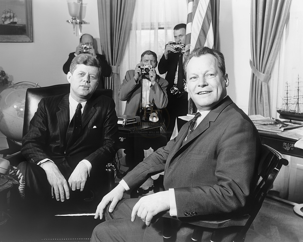 Willy Brandt with President John F Kennedy 8x10 Glossy Photo Print HT9456120