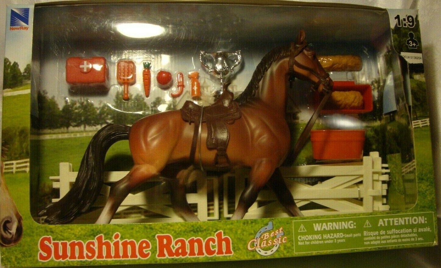 New SUNSHINE RANCH New Ray Best Classic Western Horse (1:9) w/Accessories    43