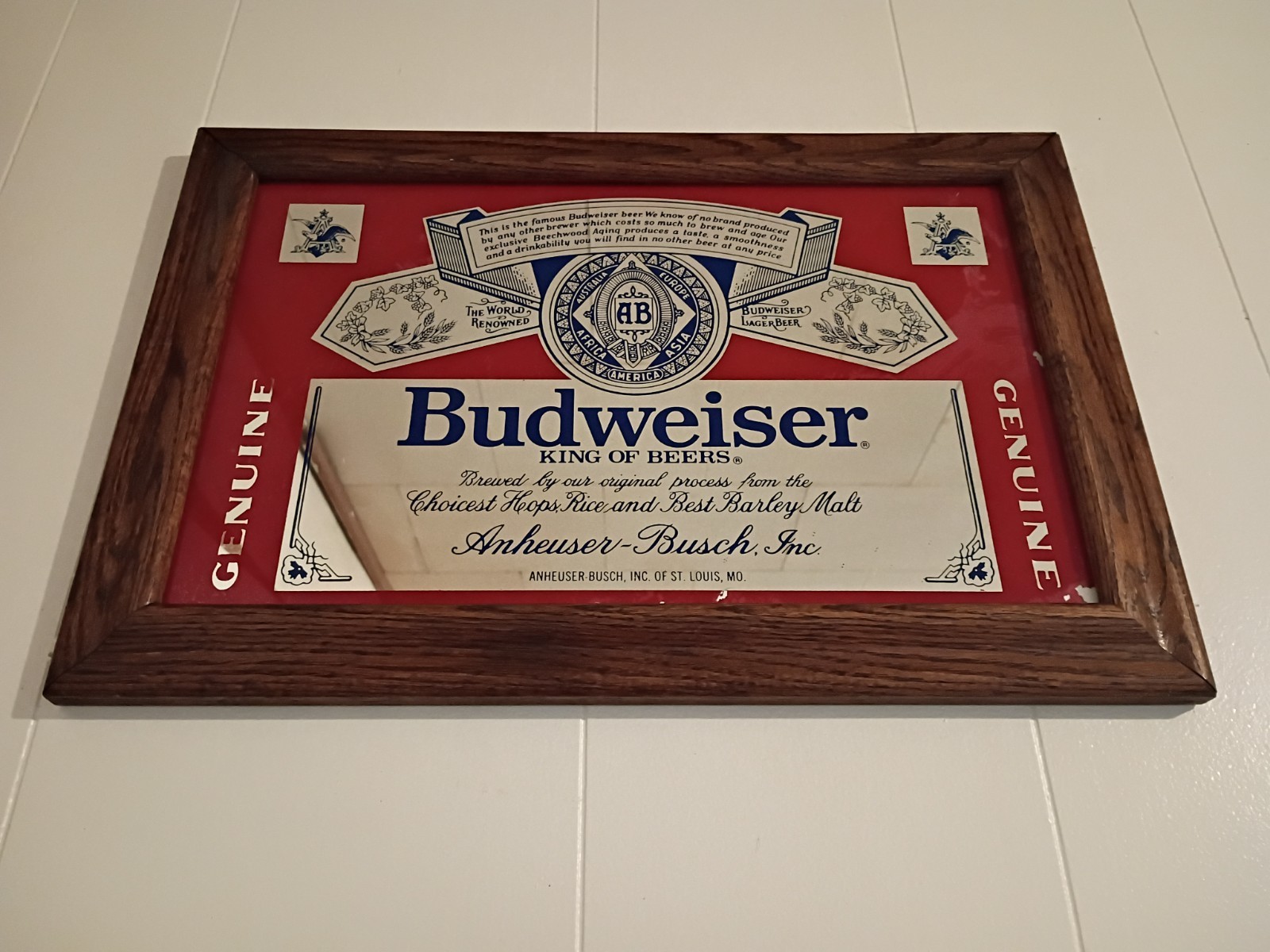 Vintage Budweiser King Of Beer Anheuser Busch 18.5x12.5 Wall Hanging Mirror Vintage Budweiser King Of Beer Anheuser Busch 18.5x12.5 Wall Hanging Mirror